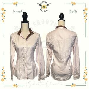 ALLON Equestrian Women's Size 34 Rare Pink Tweed Flamingo Long Sleeve Show Shirt